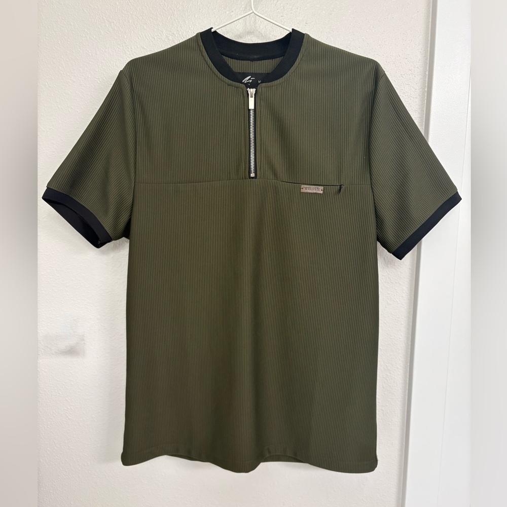 Mauvais Green and Black Short Sleeve Tee with Modern Design